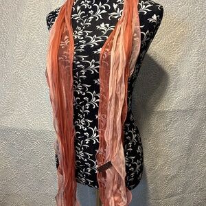 Elegant Peach/Coral Silk Scarf